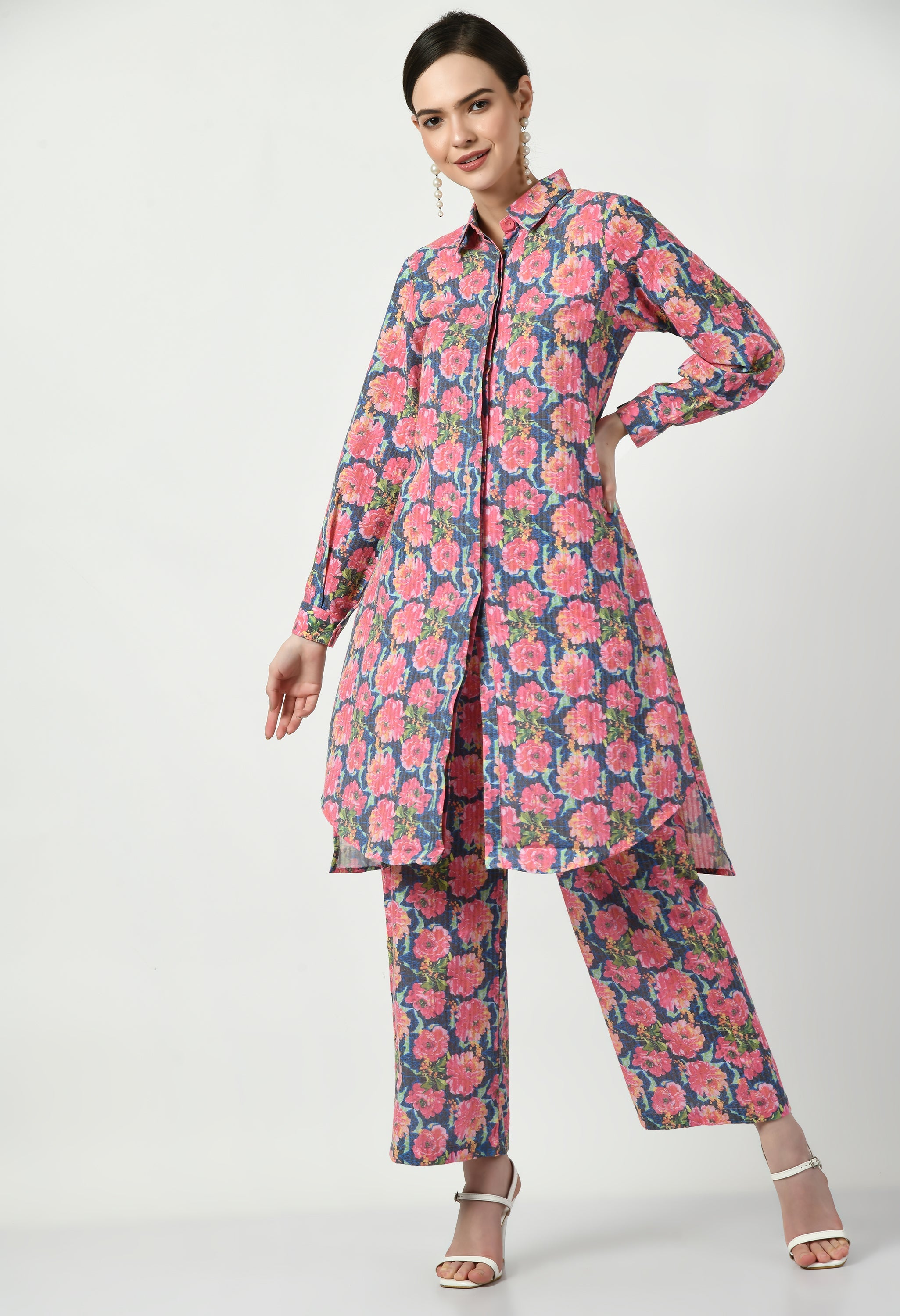 Blue and Pink Kurta Set | Blue and Pink Kurti Set for Women